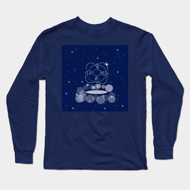 life buoy, help, safety, rescuer, illustration, night, modern, technology, light, shine, glitter, stars, space, galaxy, cosmos Long Sleeve T-Shirt by grafinya